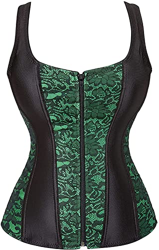 Image of Women's Lace up Gothic Jacquard Shoulder Straps Tank Overbust Shaper Corset Bustiers Top