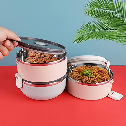 Mr.dakai Bento Box For Adults/Teens, Stainless Steel Bento Box Adult Lunch Box With Bag/Utensils, Large Capacity Leak-Proof Thermal Stackable Lunch Containers For On-The-Go Meal, Work, School-Rainbow #TOP6