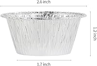 Vista 2 de Tazas de papel de aluminio para hornear, Ramekin desechables de 2.4 onzas, forros de papel plateado para cupcakes, 200 piezas de aluminio