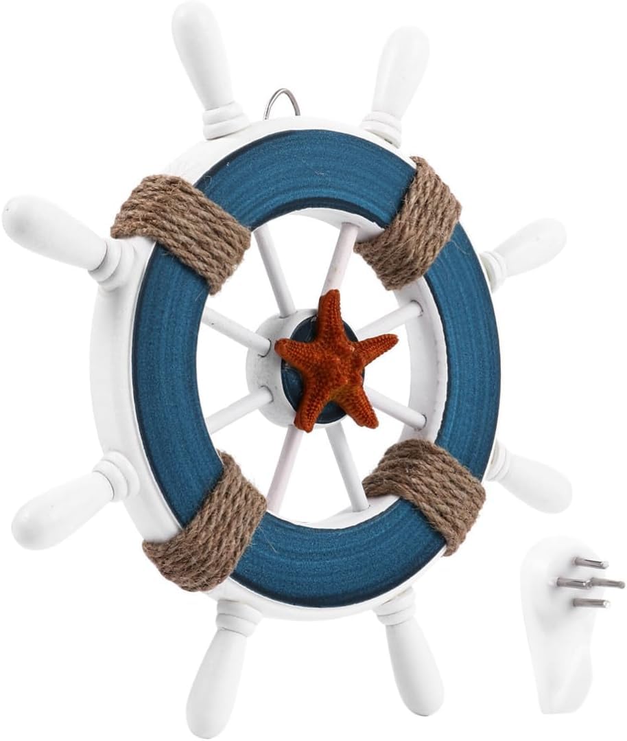 CZJHJYff 23CM Wooden Ship Steering Wheel Hanging Ornament