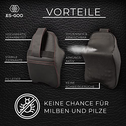 Nackenkissen Auto ES-GOO PU-Leder mit Memory-Schaum