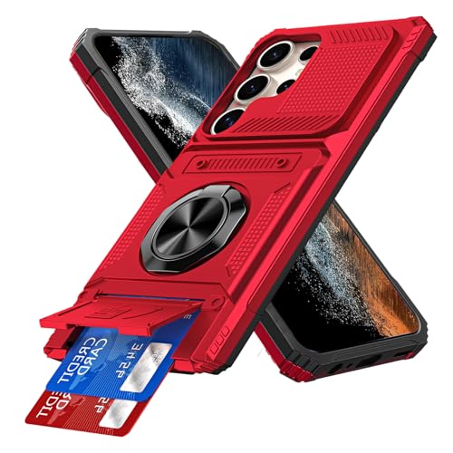 Coque Galaxy S25 Ultra antichoc avec porte-carte caché coulissant et béquille intégrée