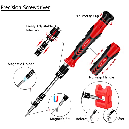 135 In 1 Precision Screwdriver Set, Computer Screwdriver Kit, Laptop Repair Tool Kit, Electronics Repair Tool Kit For Pc Macbook Cell Phone Iphone Nintendo Switch Ps4 Xbox Controller(Red) #TOP3