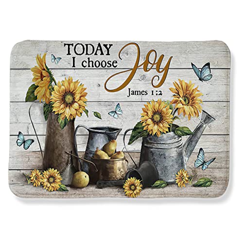Emosha Butterfly Rug,Sunflowers Inspirational Non Slip Mat Area Rug Runners Floor Carpet For Kitchen Bedroom Living Room Bathroom Children's Room Decoration,Farmhouse Decor 31.5X19.7Inch #TOP4