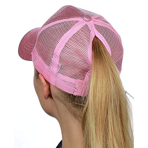 Womens Ponytail Baseball Caps, Adjustable Glitter Mesh Trucker Ponycap, Messy High Buns Dad Hat For Girls #TOP5