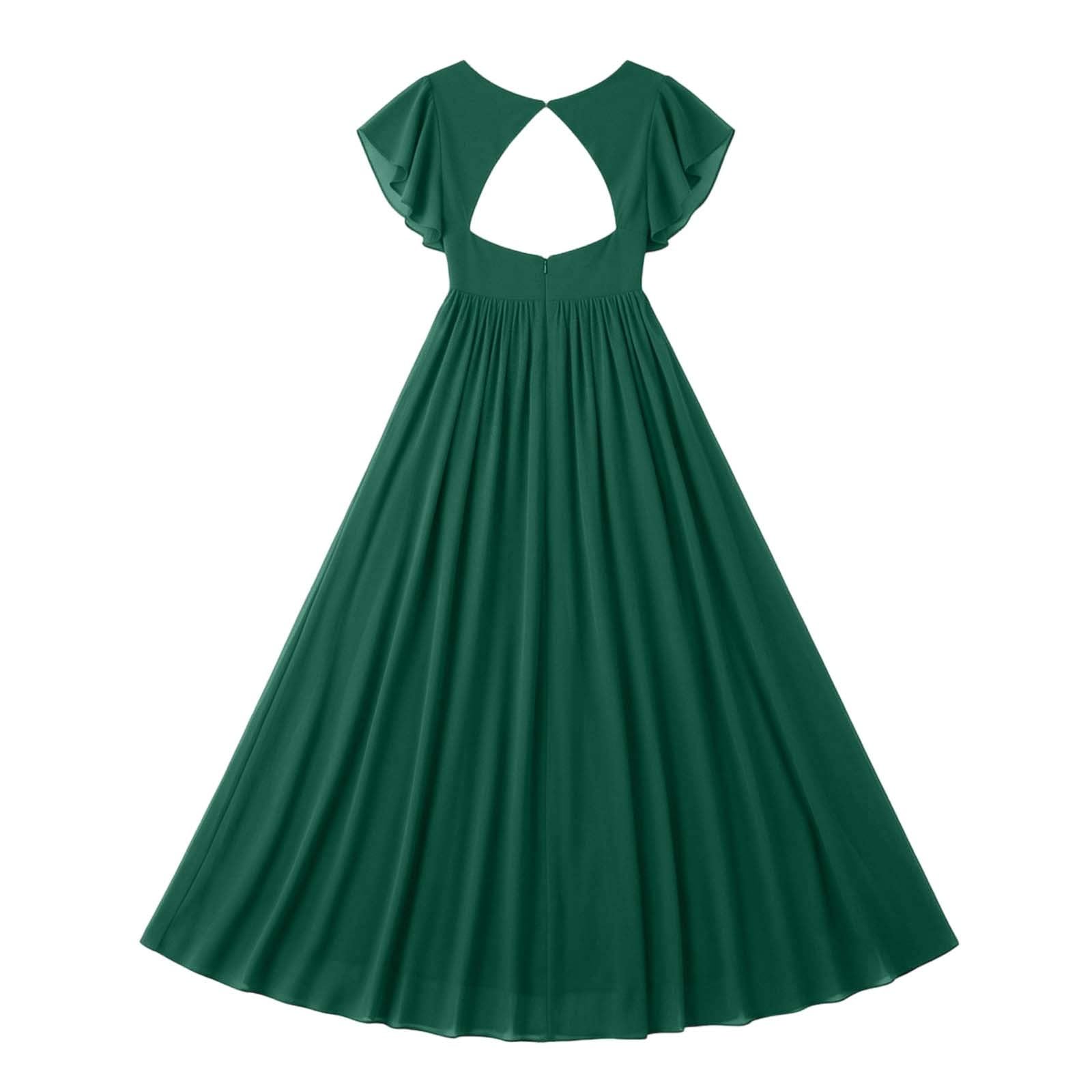 Vestido de invitado profundo con cuello en V mangas con volantes Falda de Trapecio Sexy Noche Elegante Oficina Cómodo Curvy Vestido Sexymujer Hard Vestidos de Dama de Honor para Bodas Cóctel