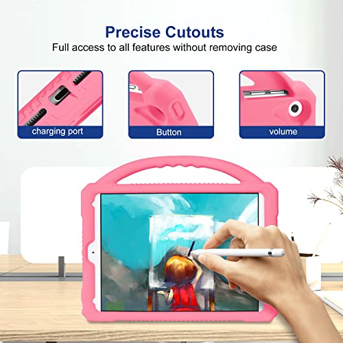 JOGUIIA Kids Case for iPad 10.2,Premium Silicone Shockproof Kids Cover for iPad 10.2inch 2021/2020/2019,Built-in Stand Handle for Apple iPad 9th 8th 7th Generation(Pink) - Image 3