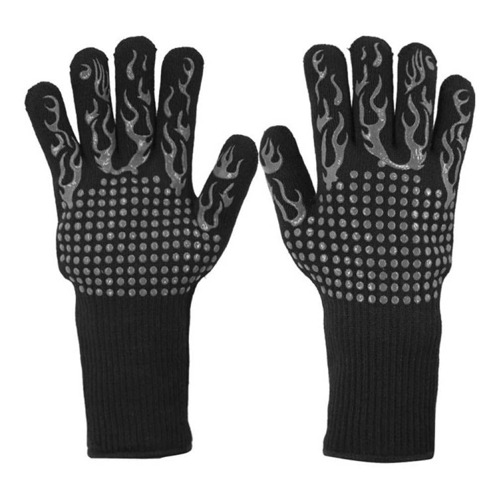 Guantes para Barbacoa Guantes para Horno Resistentes al Calor Ollas de Cocina de Silicona Guantes para Barbacoa Guantes para Horno microondas, un par Negro