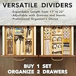 SpaceAid Bamboo Drawer Dividers with Inserts and Labels, Kitchen Adjustable Drawer Organizers, Expandable Organization for Home, Office, Dressers, 10 Dividers with 24 Inserts (17"-22" Natural) - Image 5
