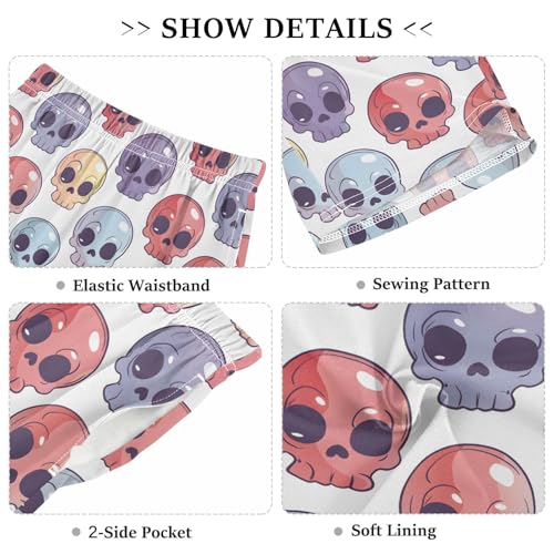 ALAZA Sugar Skull Color Day Of The Dead Pajama Shorts Sleep Shorts Pant Lounge Pajama Bottoms Elastic Waist with Pockets3