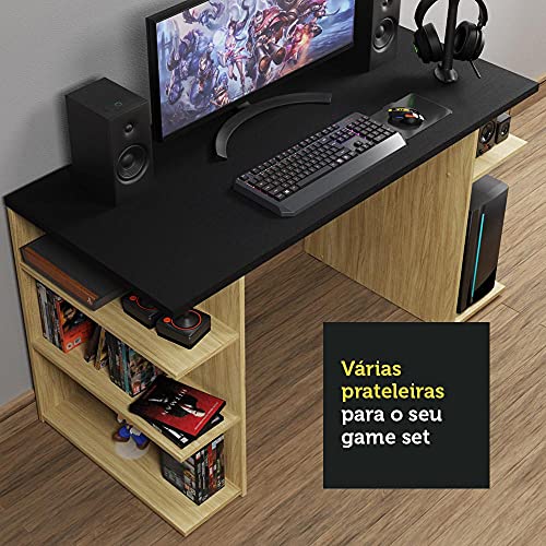 Mesa para Computador Gamer Escrivaninha 9409 Madesa - Carvalho/preto