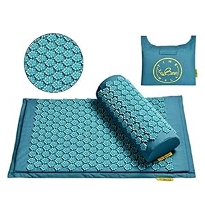 Eco-Friendly Back and Neck Pain Relief – Acupressure Mat and Pillow Set – Relieves Stress, Back, Neck, and Sciatic Pain – Comes in a Carry Bag for Storage and Travel (Turquoise)