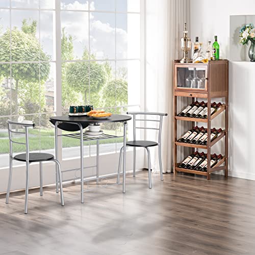 Image of VINGLI 31.5 inch Drop Leaf Dining Table Set for 2, 3 Pieces Dining Table with Chair for Small Space, Small Kitchen Extendable Folding Dining Table for Dining Room,Home, Apartment, Saving Places, Black