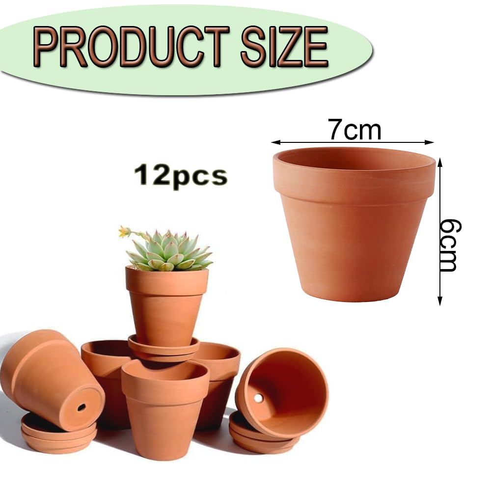 Lot De 6 Petits Pots En Terre Cuite 10x12 Cm - Avec Trou De Drainage, Pour Plantes Succulentes, Décoration Intérieure, Artisanaux