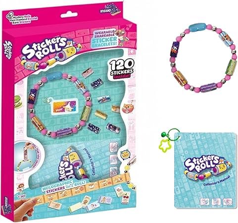 Sticky Roll Bracelet for Kids 120 Holographic Sticker Roll Bracelet Toy DIY Arts and Crafts Jewelry Making Kit for Girls Ages 5+ Creative Arts & Crafts Gift Set