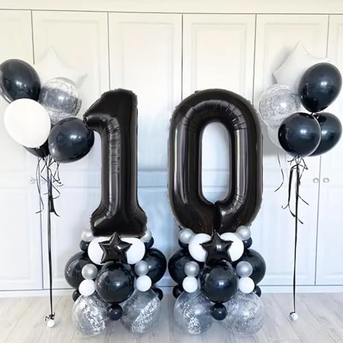 Image of Number Balloons Black Party Balloon - Giant Number 0 Balloon, 40 Inch Large Balloon for Birthday Decorations, Black Party Supplies for Men Women