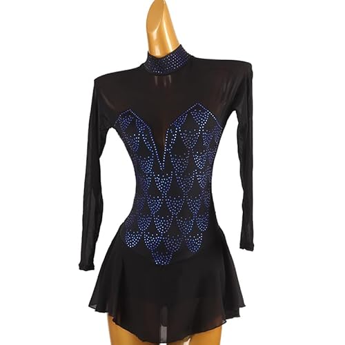 Vestido de patinação artística, simples, brilhante, strass, patinação artística, competição, apresen