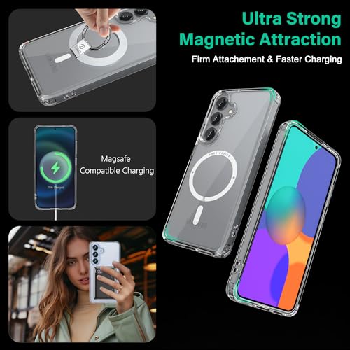 Image of ONES Magnetic for Samsung Galaxy S25 / S24 Slim Case, [Compatible with Magsafe][Military-Grade Drop Protection][Anti-Yellowing], Shockproof Protective Cover, Scratch-Resistant, Transparent