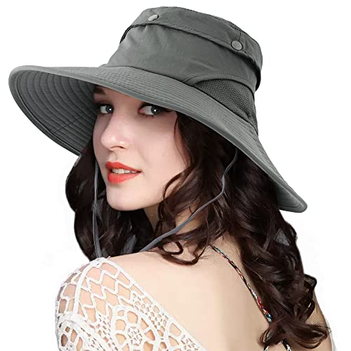 Docila Urban Grey Cooling Bucket Hat For Women Men Packable Empty Top Travel Beach Sun Hats Summer Wide Brim Quick Dry Visor Hat Fishing Gardening Boonie Cap Adjustable Chin Strap #TOP1