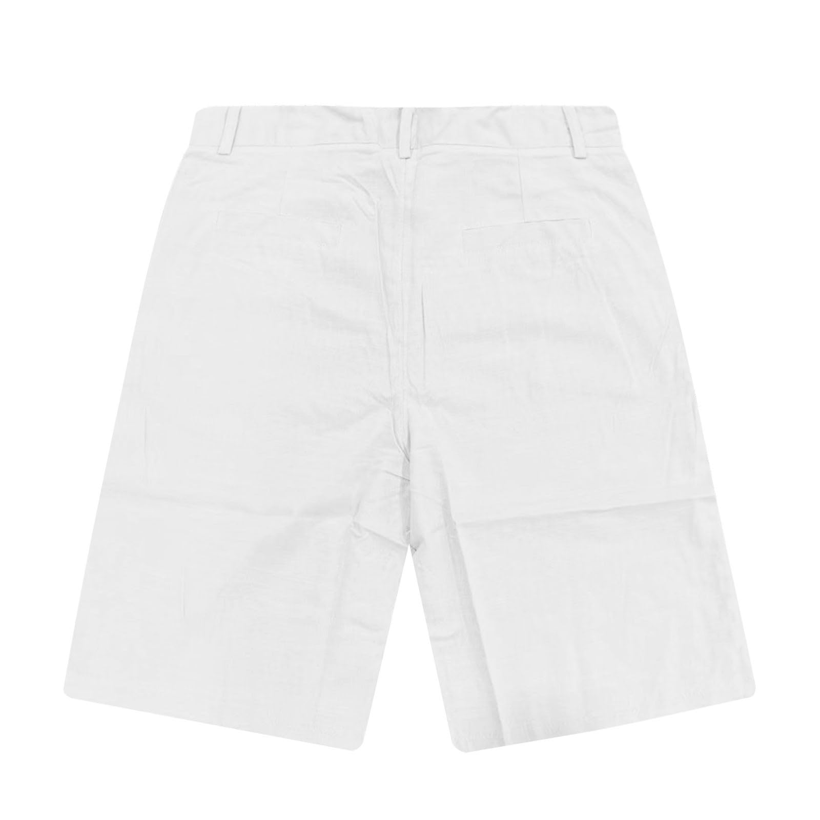 Bermuda Homme Lin Short Pantalon Court Cordon Chino Taille Elastique Leger Plage Poche