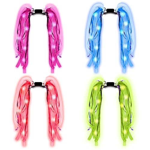 Fun Central LED Light Up Party Dreads - Assorted 4 Pieces