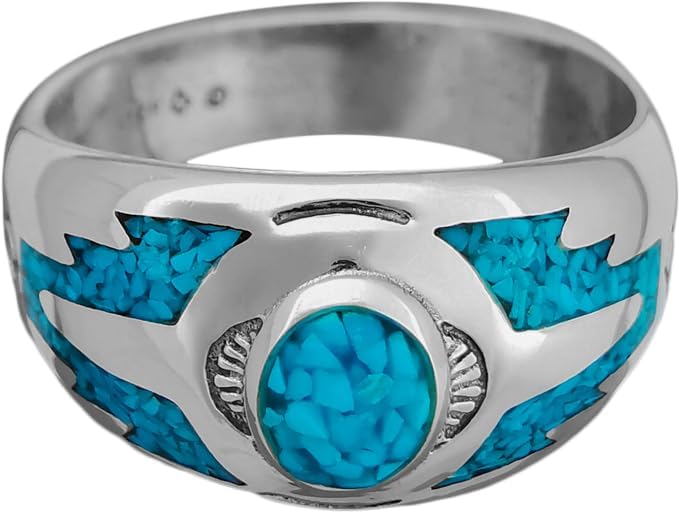 Miniatura 5 de 925 Sterling Silver Turquoise Sleeping Beauty Ring, Southwestern Design, Handmade Silver Band, Handcrafted Native Jewelry