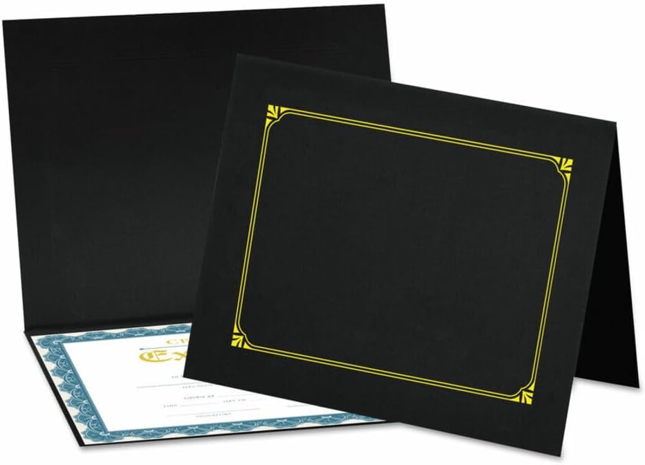 Universal UNV76895 8 in. x 10 in. A4 Certificate/Document Cover - Black (6/Pack)