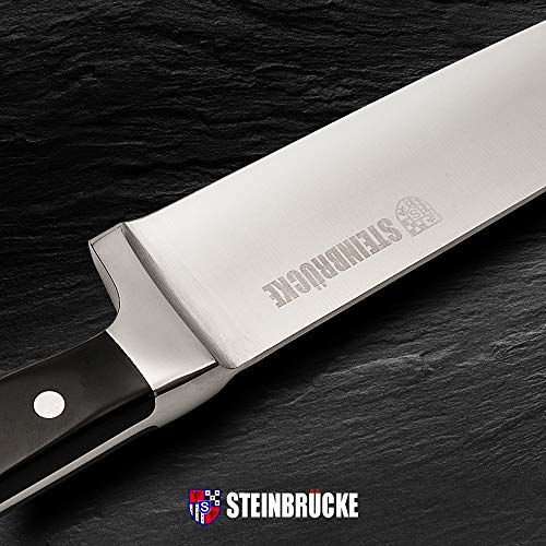 STEINBRÜCKE Chef Knife - Kitchen Knife 8 Inches German 5Cr15Mov Stainless Steel Blade with Finger Guard，HRC58 Sharp-Dishwasher Safe - Thumbnail 6