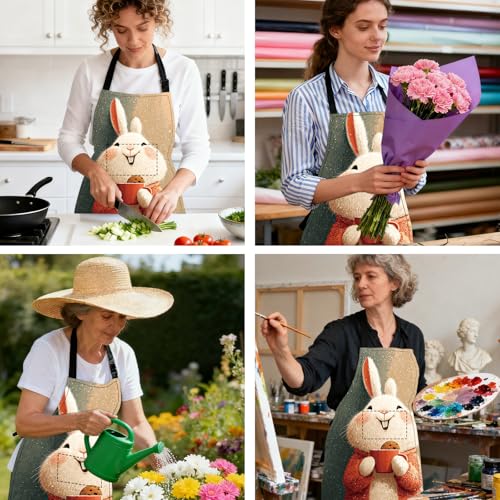 Image of Nuxovilar Cute Apron with Pockets, 26.77 * 30.7 Inches, Versatile for Meal Prep, Baking, Holiday Cooking