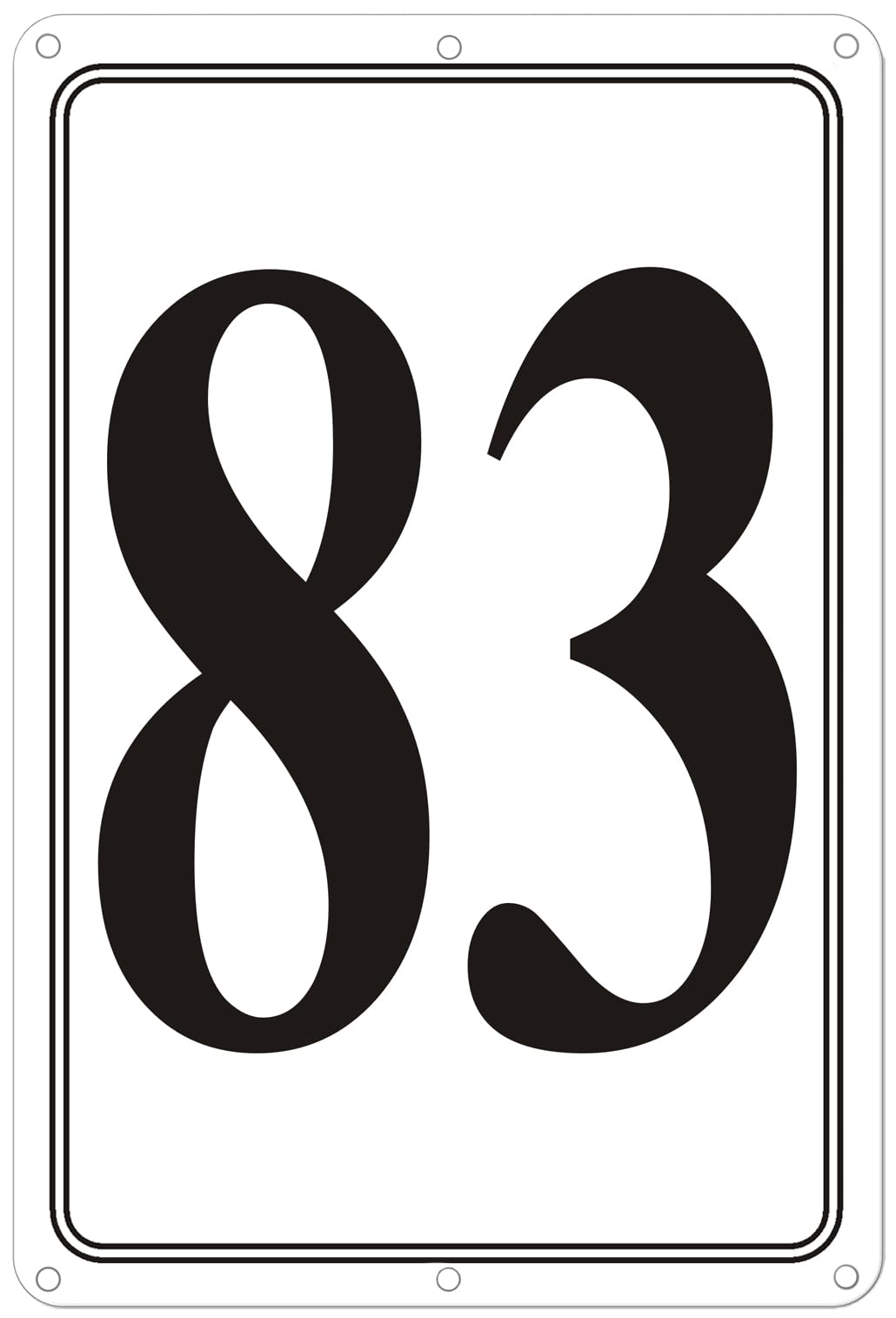 Premium Aluminum Number Signs 83, Metal 12" X 8" Numbered Signs Outdoor for Parking Lots, Floor, Dock, Court, Aisle, Field, High Visibility, No Fade, Weather-resistant
