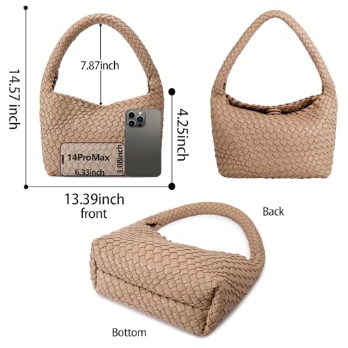 Woven Bag for Women, Vegan Leather Summer Beach Purse, and Travel Handbags Ladies' Retro Chic Shoulder Bags2