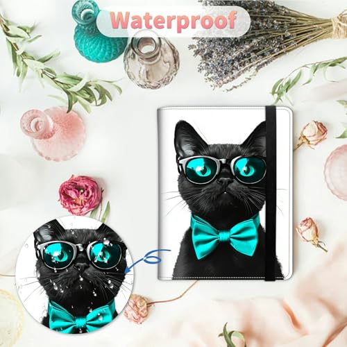 Image of Wedding Albums 4x6 120 Pockets Photos with Strong Elastic Band, Small Mini Albums Sheet Protector Folder for Photos, Album for Family Anniversary Women Men Vacation Gift, Black Glasses Cat