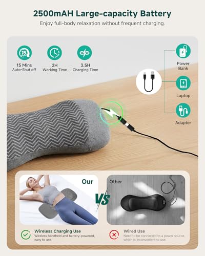 Image of 3-in-1 Smooth Triple Fusion Back Massager, Lumbar Support Pillow with Heat | Adjustable Air Lift Height,Dual Vibration Motors And Memory Foam Support Enhance Lower Back For Office Chairs, Beds And Sofas