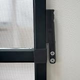 Grafner Fliegengitter Tür mit Alurahmen, Türschließer und Trittschutz, individuell zuschneidbar, Fiberglas-Gewebe, slim Fliegengitter Fliegenschutz Insektenschutz Balkontür (Anthrazit, 95 x 210 cm)
