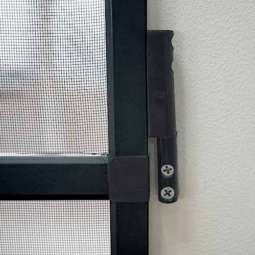 Grafner Fliegengitter Tür mit Alurahmen, Türschließer und Trittschutz, individuell zuschneidbar, Fiberglas-Gewebe, slim Fliegengitter Fliegenschutz Insektenschutz Balkontür (Anthrazit, 95 x 210 cm)