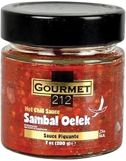 Sambal Sauce Gourmet212 7 Ounces | Breakfast Sauce, No Preservatives, with Seasoning, Kosher Certified (Star-K), Halal Certified