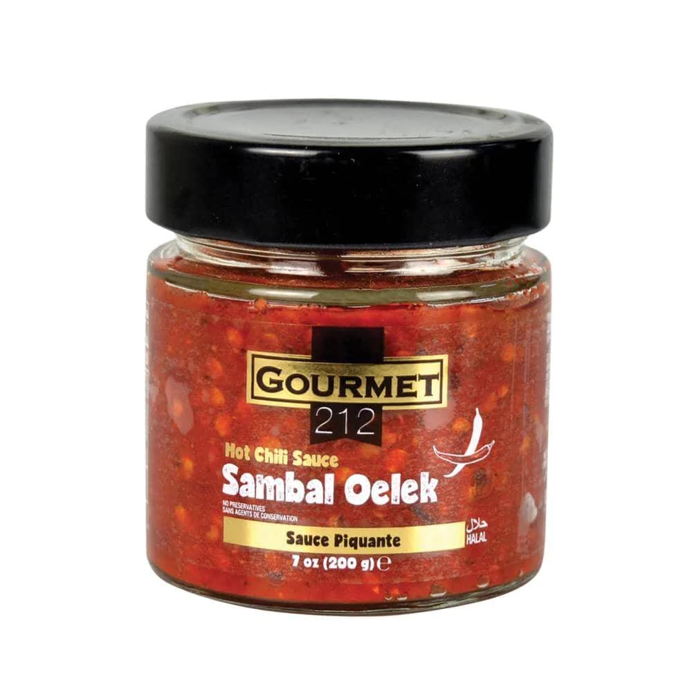 Sambal Sauce Gourmet212 7 Ounces | Breakfast Sauce, No Preservatives, with Seasoning, Kosher Certified (Star-K), Halal Certified