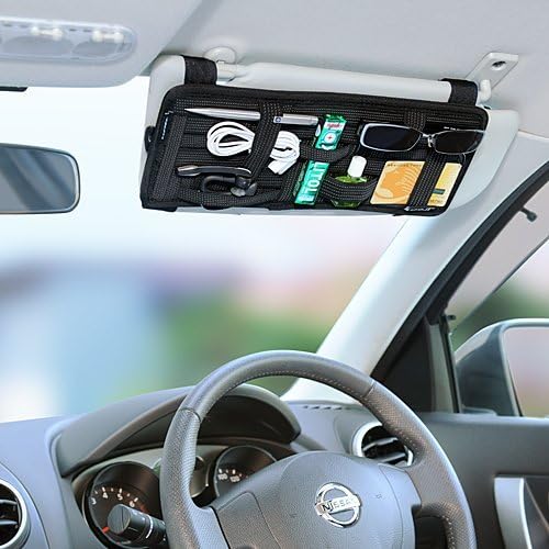 Car Visor Organizer, Automotive Organizer with isotherm compartment, organizer for car car car sun visor pocket holder, sun canopy trunk bag