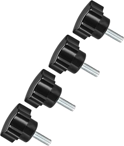 Miniatura 46 de Perillas de sujeción de estrella, rosca macho M6 x 1.969 in, cabeza de 1.260 in, mango de tornillo de pulgar de plástico, perno roscado negro