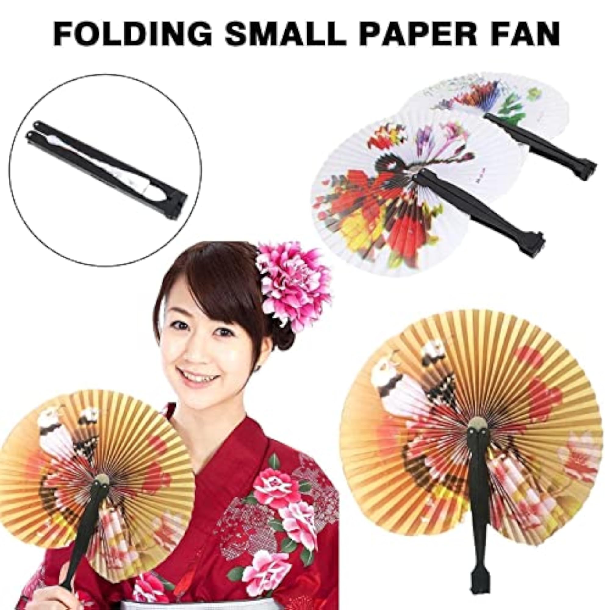 Creative Retro Windmill Small Round Paper Hand Fan