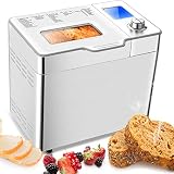 Homdox Brotbackautomat ,Edelstahl,550W, 3 Brotgrößen (500 g / 750 g/900 g) ,3 Backfarben ,13 h Timer,1 Stunde automatische Warmhaltefunktion,Sichtfenster, für Brot