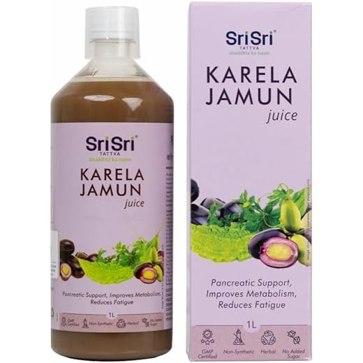 Sri Sri Tattva Karela Jamun Juice | Maintains Blood Sugar Levels | Reduces Bad Cholesterol | Good for Digestive Health | No Added Sugar | 1 litre