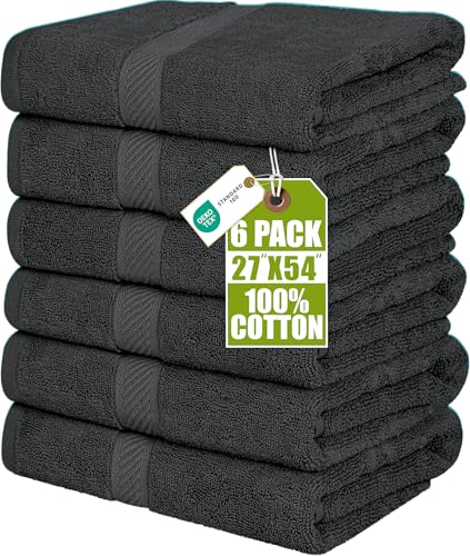 Image of Utopia Towels 6 Pack Bath Towel Set (27 x 54 Inches), 500 GSM 100% Ring Spun Cotton Medium Lightweight and Highly Absorbent Quick Drying, Premium Towels for Hotel, Spa and Bathroom (Grey)