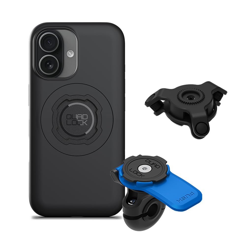 Quad Lock Mirror Motorcycle Phone Mount with Vibration Dampener and MAG Phone Case for iPhone 17