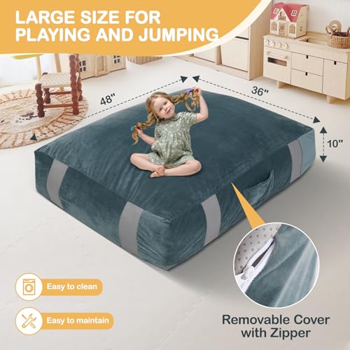 FINCOME 5'x 5' Crash Pads for Kids Sensory Gray Crash Pads with Foam Blocks Washable Velvet Cover Sensory Crash Pad for Climbing Gymnastics Sensory Pad for Sensory Tool, Schools, Sensory Therapy - Image 7