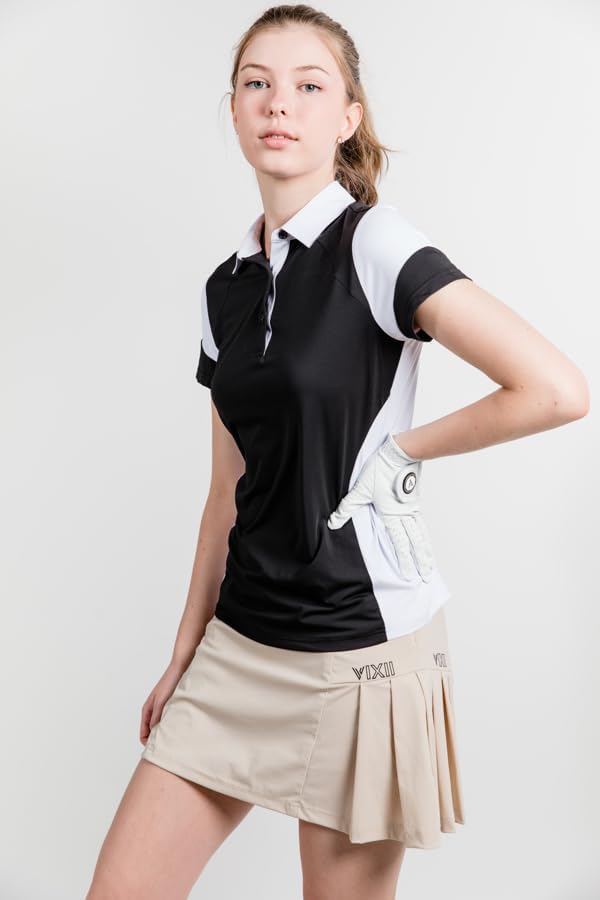 Rachel Lightweight Golf Shirts for Women, Stretch Dri-Fit Polos with Collar, Moisture Wicking Quick Dry Casual Sports