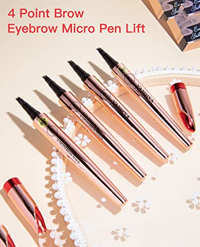 Eyebrow Pencil Micro-Blading Pen - Natural Looking 4 Point Eyebrow Pen, Eye Makeup With Long-Lasting, Waterproof, And Portable Microblading Eyebrow Hair (#1 Light Brown) #TOP5