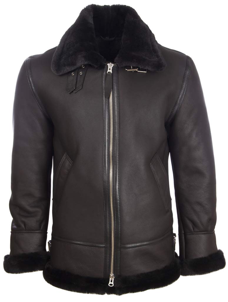AviatrixMen's Real Leather Shearling Classic Aviator Pilot Jacket (JEE2)