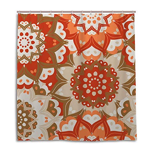 Rideau de douche fleurs orange 168x183 cm lavable CHEHONG - 2