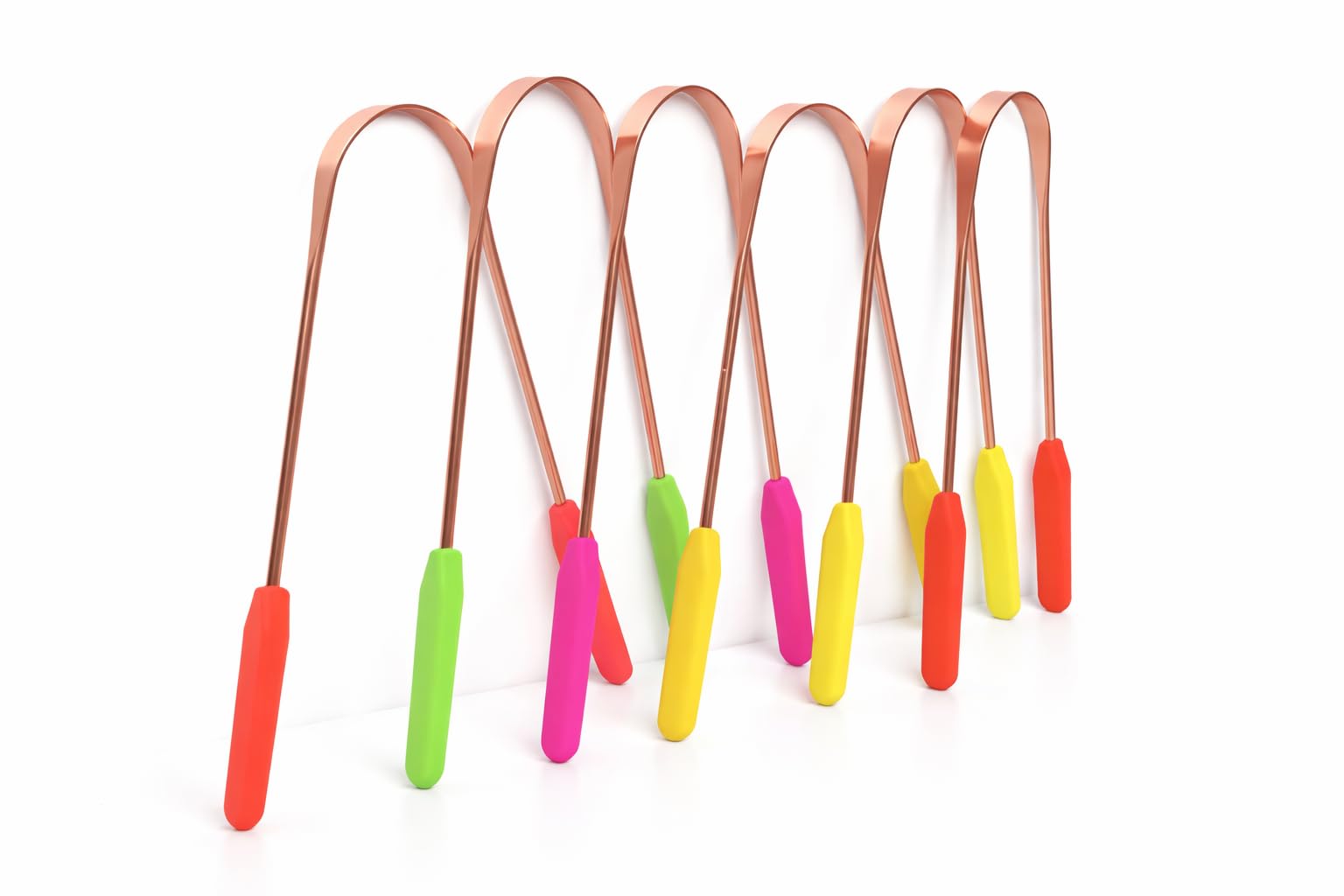 Pure Copper Tongue Cleaner for Men & Woman (Pack of 6 Pcs) with Plastic Handle | Different Color| Ideal for Family Use | Antimicrobial Tongue Cleaner for Reduce Bad Breath Problem |-image-38